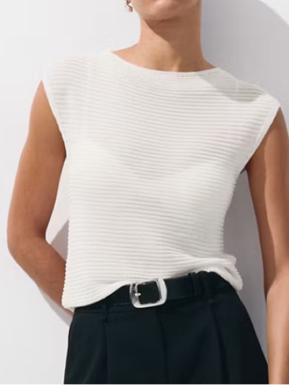 Mango Cream Knit Sleeveless Top SHORT-SLEEVED KNITTED SWEATER 1382